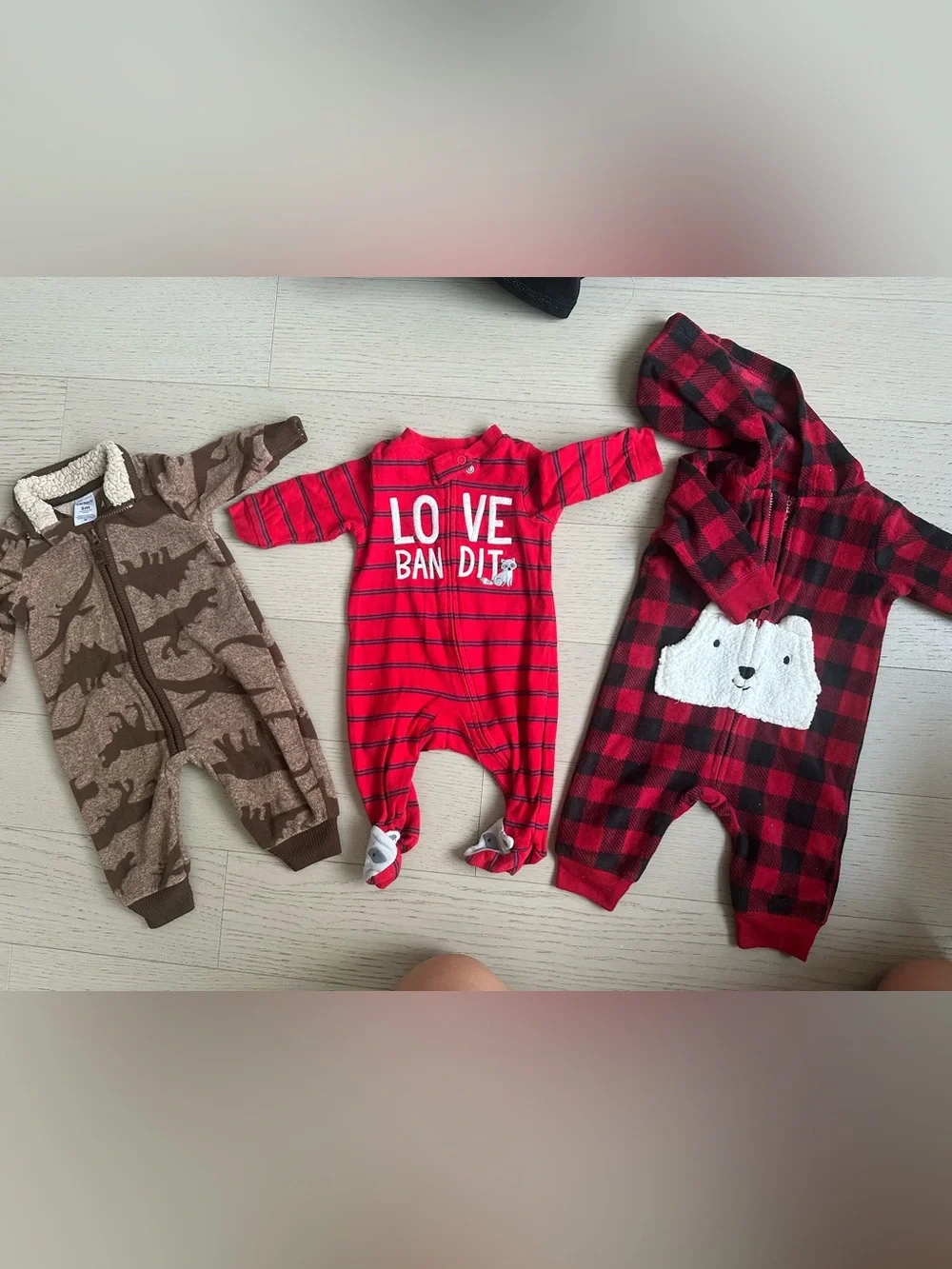 Carter's Red Striped Footed One-Piece with 'LOVE BANDIT' Graphic